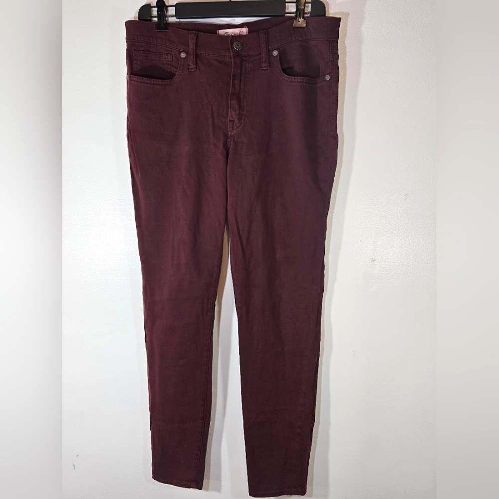 Madewell 9" High Riser Skinny Skinny Burgundy Pants size 30